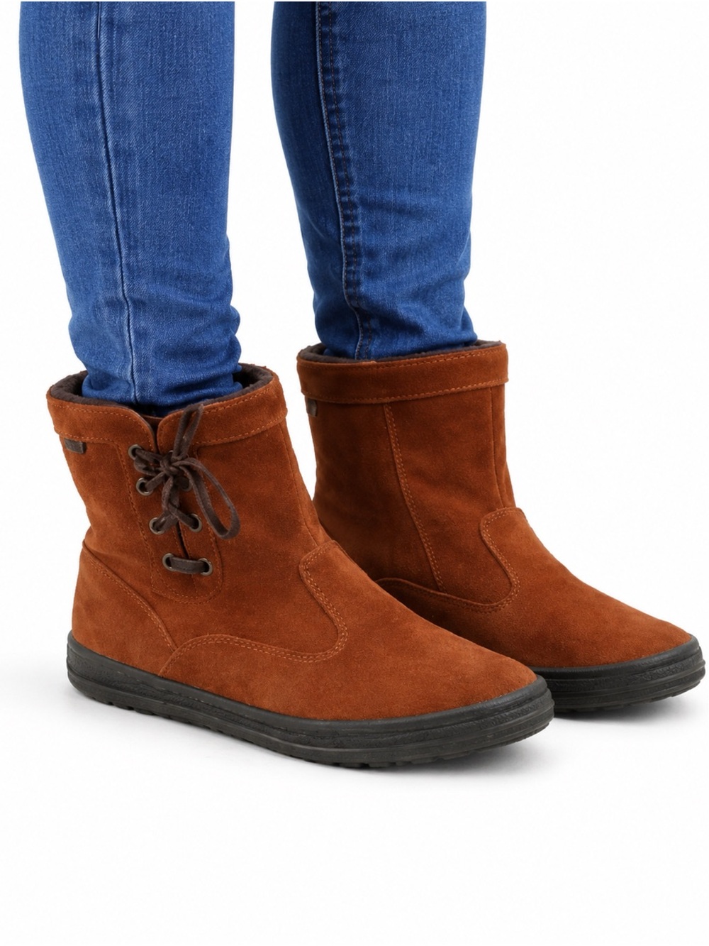 Size 7 Keds Women’s Faux Fur Winter Boots Brown Suede Lace Up Ankle Boots Casual